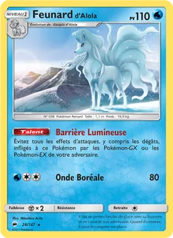 Carte Feunard d’Alola de l'extension Ombres Ardentes, numéro 28/147