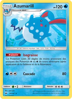 Carte Azumarill de l'extension Ombres Ardentes, numéro 35/147