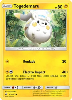 Carte Togedemaru de l'extension Ombres Ardentes, numéro 47/147