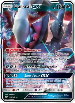 Carte Darkrai GX de l'extension Ombres Ardentes, numéro 88/147