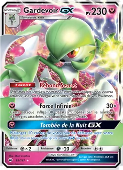 Carte Gardevoir GX de l'extension Ombres Ardentes, numéro 93/147