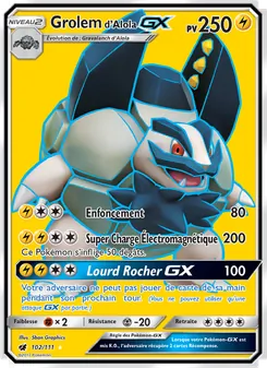 Carte Grolem d’Alola GX de l'extension Invasion Carmin, numéro 102/111