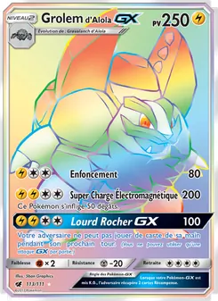 Carte Grolem d’Alola GX de l'extension Invasion Carmin, numéro 113/111
