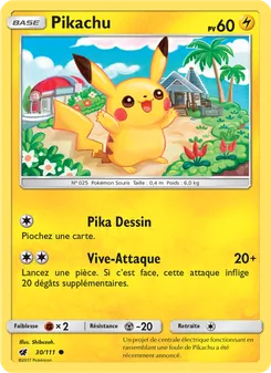 Carte Pikachu de l'extension Invasion Carmin, numéro 30/111