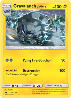 Carte Gravalanch d’Alola de l'extension Invasion Carmin, numéro 33/111