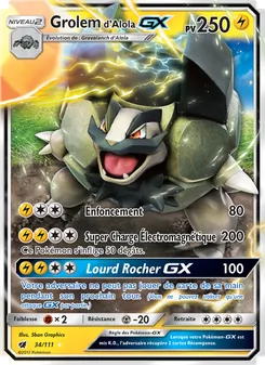 Carte Grolem d’Alola GX de l'extension Invasion Carmin, numéro 34/111