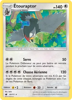 Carte Étouraptor de l'extension Invasion Carmin, numéro 83/111
