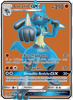 Carte Lucario GX de l'extension Lumière Interdite, numéro 122/131