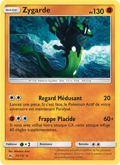 Carte Zygarde de l'extension Lumière Interdite, numéro 72/131