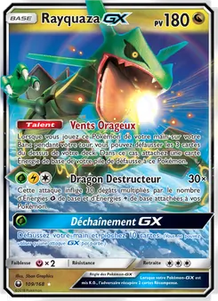 Carte Rayquaza GX de l'extension Tempête Céleste, numéro 109/168