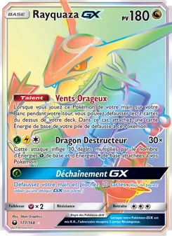 Carte Rayquaza GX de l'extension Tempête Céleste, numéro 177/168