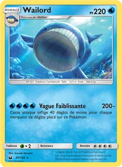 Carte Wailord de l'extension Tempête Céleste, numéro 40/168