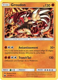 Carte Groudon de l'extension Tempête Céleste, numéro 81/168