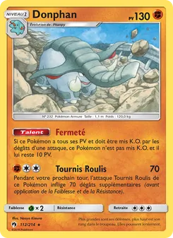 Carte Donphan de l'extension Tonnerre Perdu, numéro 112/214