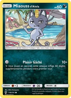 Carte Miaouss d’Alola de l'extension Tonnerre Perdu, numéro 118/214