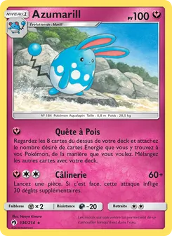 Carte Azumarill de l'extension Tonnerre Perdu, numéro 136/214