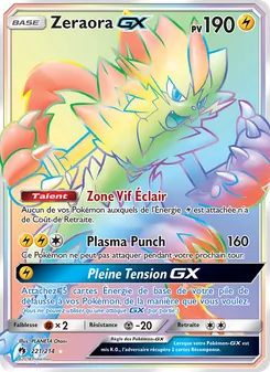 Carte Zeraora GX de l'extension Tonnerre Perdu, numéro 221/214