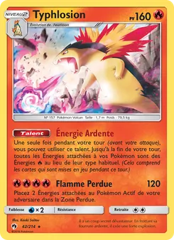 Carte Typhlosion de l'extension Tonnerre Perdu, numéro 42/214