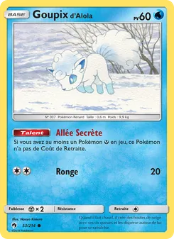 Carte Goupix d’Alola de l'extension Tonnerre Perdu, numéro 53/214