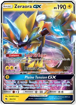 Carte Zeraora GX de l'extension Tonnerre Perdu, numéro 86/214