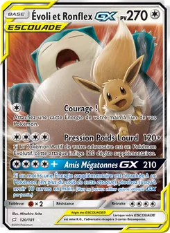 Carte Évoli et Ronflex GX de l'extension Duo de Choc, numéro 120/181