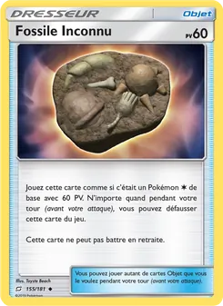 Carte Fossile Inconnu de l'extension Duo de Choc, numéro 155/181