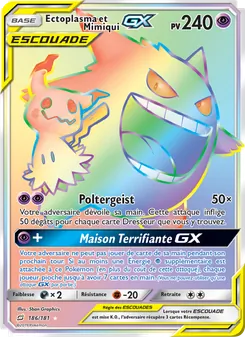 Carte Ectoplasma et Mimiqui GX de l'extension Duo de Choc, numéro 186/181