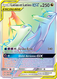 Carte Latias et Latios GX de l'extension Duo de Choc, numéro 190/181