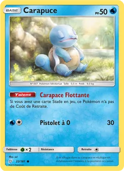 Carte Carapuce de l'extension Duo de Choc, numéro 22/181