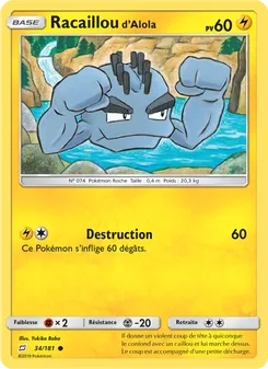 Carte Racaillou d’Alola de l'extension Duo de Choc, numéro 34/181