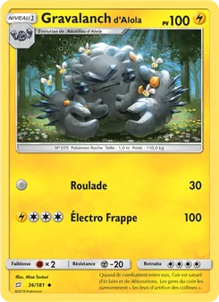 Carte Gravalanch d’Alola de l'extension Duo de Choc, numéro 36/181