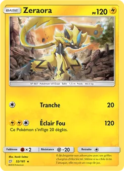 Carte Zeraora de l'extension Duo de Choc, numéro 52/181