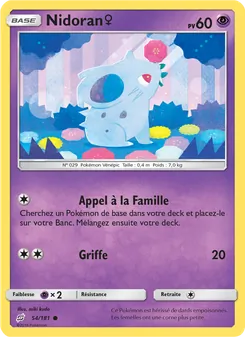Carte Nidoran♀ de l'extension Duo de Choc, numéro 54/181