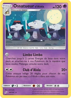 Carte Ossatueur d’Alola de l'extension Duo de Choc, numéro 64/181