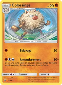Carte Colossinge de l'extension Duo de Choc, numéro 72/181