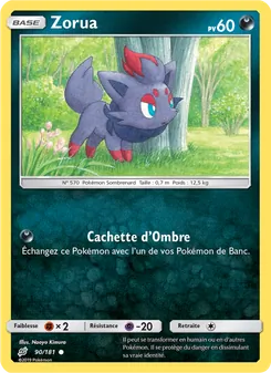 Carte Zorua de l'extension Duo de Choc, numéro 90/181