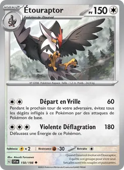 Carte Étouraptor de l'extension Écarlate et Violet, numéro 150/198