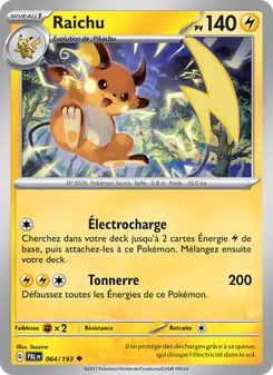 Carte Raichu de l'extension Évolutions à Paldea, numéro 064/193