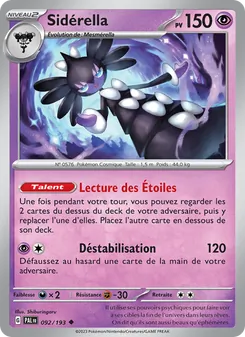 Carte Sidérella de l'extension Évolutions à Paldea, numéro 092/193