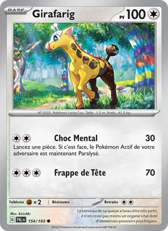 Carte Girafarig de l'extension Évolutions à Paldea, numéro 154/193