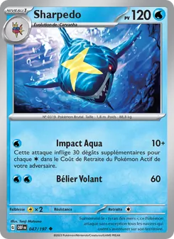Carte Sharpedo de l'extension Flammes Obsidiennes, numéro 047/197