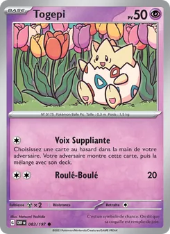 Carte Togepi de l'extension Flammes Obsidiennes, numéro 083/197