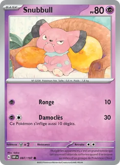 Carte Snubbull de l'extension Flammes Obsidiennes, numéro 087/197