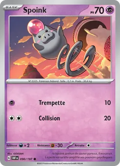 Carte Spoink de l'extension Flammes Obsidiennes, numéro 090/197