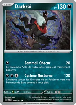 Carte Darkrai de l'extension Flammes Obsidiennes, numéro 136/197