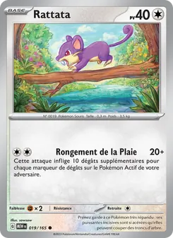 Carte Rattata de l'extension 151, numéro 019/165