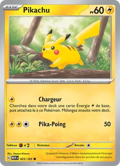 Carte Pikachu de l'extension 151, numéro 025/165