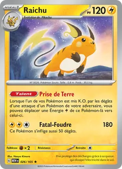 Carte Raichu de l'extension 151, numéro 026/165