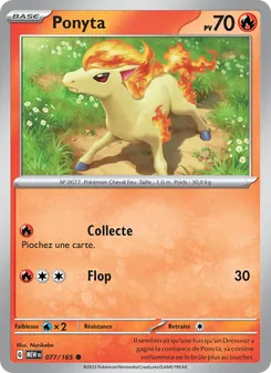 Carte Ponyta de l'extension 151, numéro 077/165