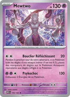 Carte Mewtwo de l'extension 151, numéro 150/165